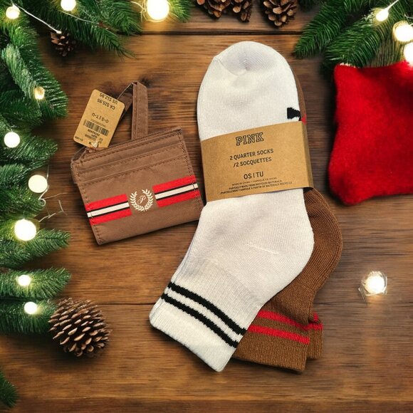 PINK Victoria's Secret Accessories - PINK Bundle Wrist Wallet and 2 Pack of Quarter Socks, Gift, Christmas Gift